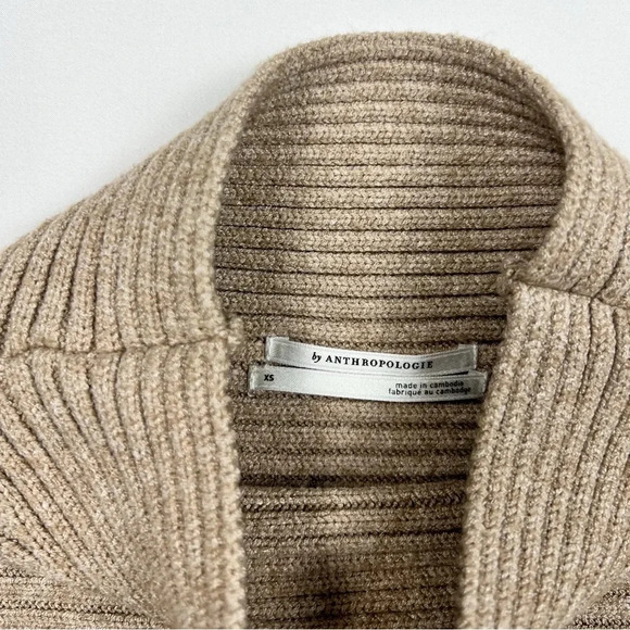Anthropologie Tan Ribbed Slouchy Mock Neck Sweater - Picture 7 of 9